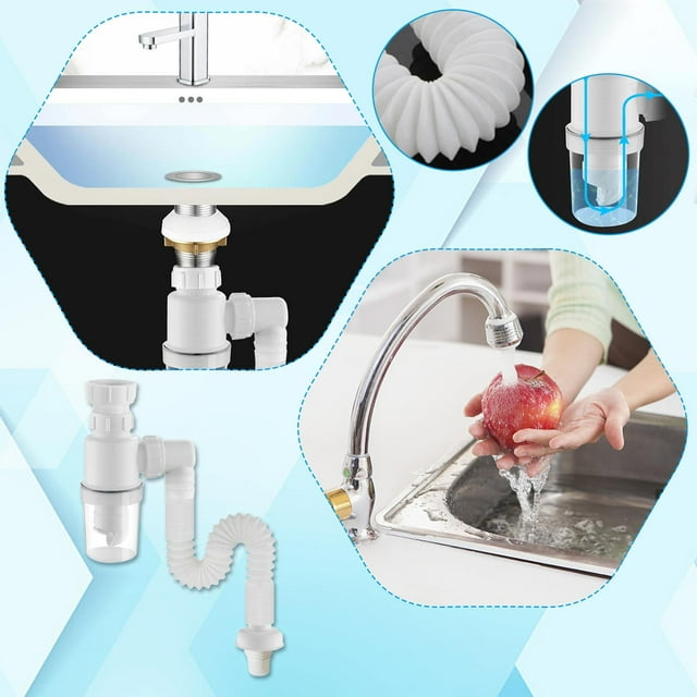Universal Drain Pipe Kit and Siphon Bottle Drain System for Efficient Bathroom and Kitchen Cleaning