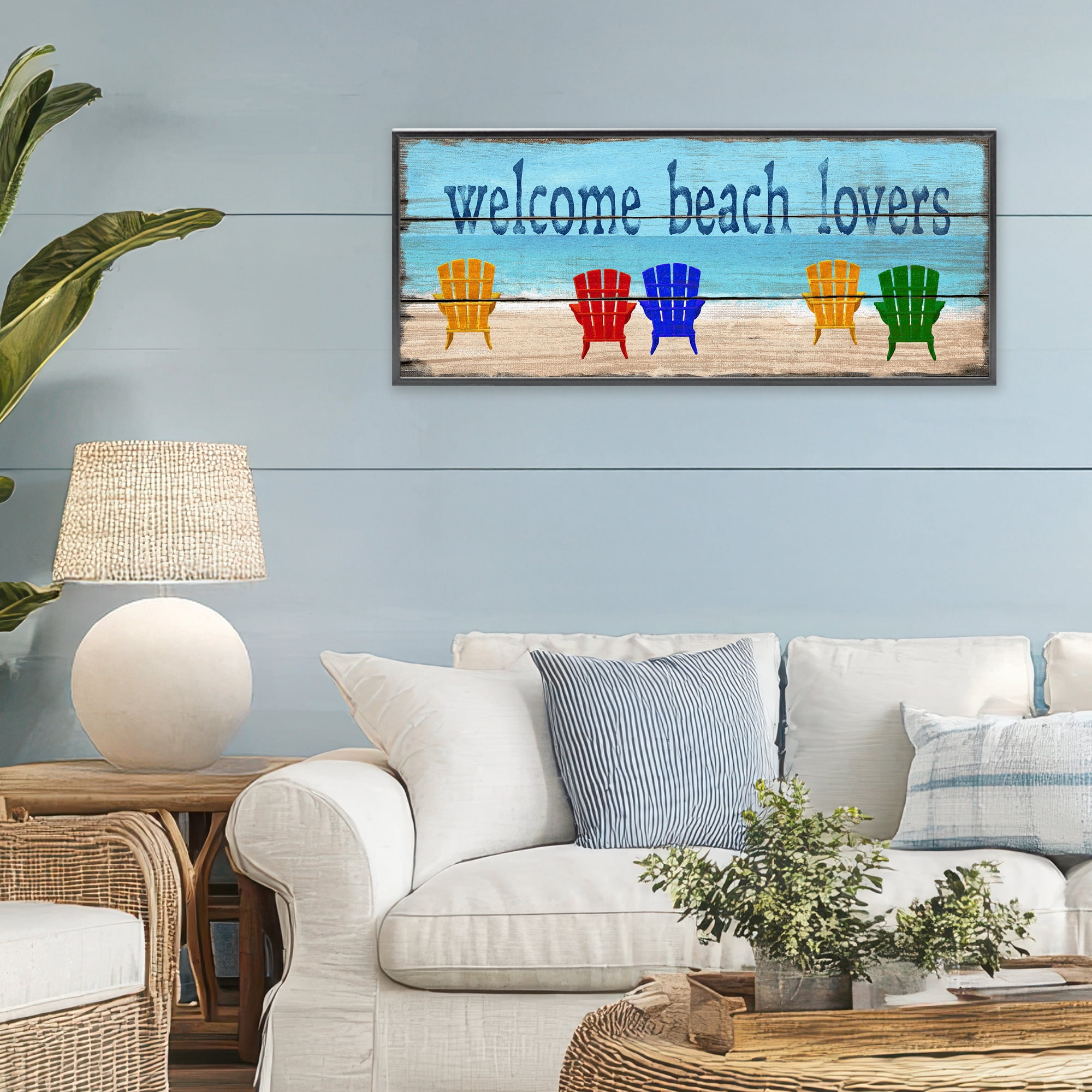 Stupell Industries Beach Lovers Chairs Black Framed Giclee Art, design by Gail Fraser