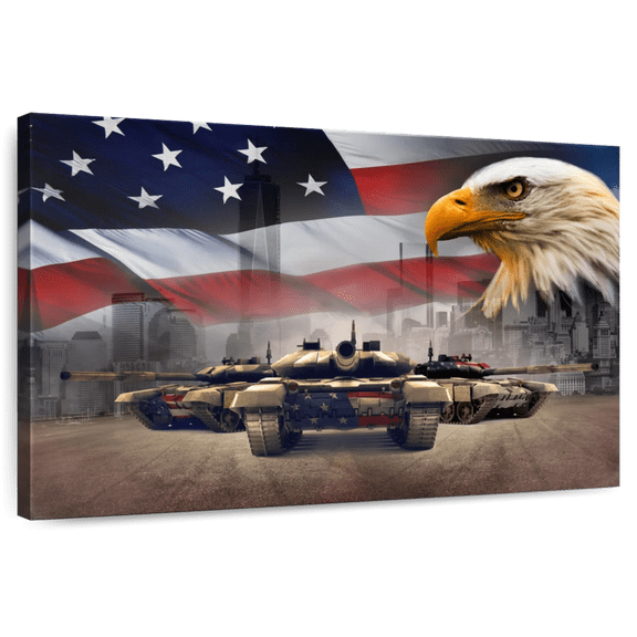 Elephant Stock In God We Trust Wall Art - Horizontal Canvas Wall Art - Living Room Wall Decor - Our America Canvas - Gray And Brown Decor - 12" x 8"