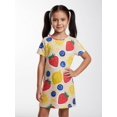 thumbnail image 4 of Girls Chic Casual Short Sleeve Dress Casual Fit Summer Dress All-Day Comfort Daily Wear for Little Girls Age 5-10 Crewneck, 4 of 6