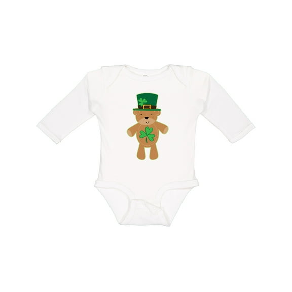Inktastic St Patricks Day Irish Teddy Bear Shamrock Boys or Girls Long Sleeve Baby Bodysuit