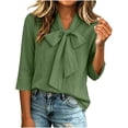 thumbnail image 3 of Sevevn Women's Bow Tie Neck 3/4 Sleeve Loose Dressy Elegant Business Work Blouse Casual Tops 2026, 3 of 4