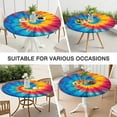 thumbnail image 7 of Colorful Rainbow Tie Dye Spiral Pattern Round Fitted Tablecloth with Elastic Edge,Dining Table Cover Waterproof,Outdoor Round Tablecloth for Camping,Dining,Indoor and Outdoor, 7 of 7