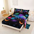 thumbnail image 2 of Game Consoles Sheet Set Full Gamer Gifts,Gaming Bed Sheets Set Space Glow Geometry Sheets Red Green Blue Teal,Gamer Decor Bedroom, 2 of 5