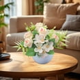 thumbnail image 5 of Decorative Fake Flowers Artificial Bouquet Polyester Realistic PE Petals Shapeable Metal Stem Weighted Base for Home Office Dining Table Living Room TV Cabinet Potted Plants Red Orange Pink White, 5 of 5
