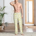 thumbnail image 5 of Uemuo Yellow Lemon Leaves Pattern Men's Wide Leg Palazzo Lounge Pants with Pockets Light Weight Loose Comfy Casual Pajama Pants-Large, 5 of 9