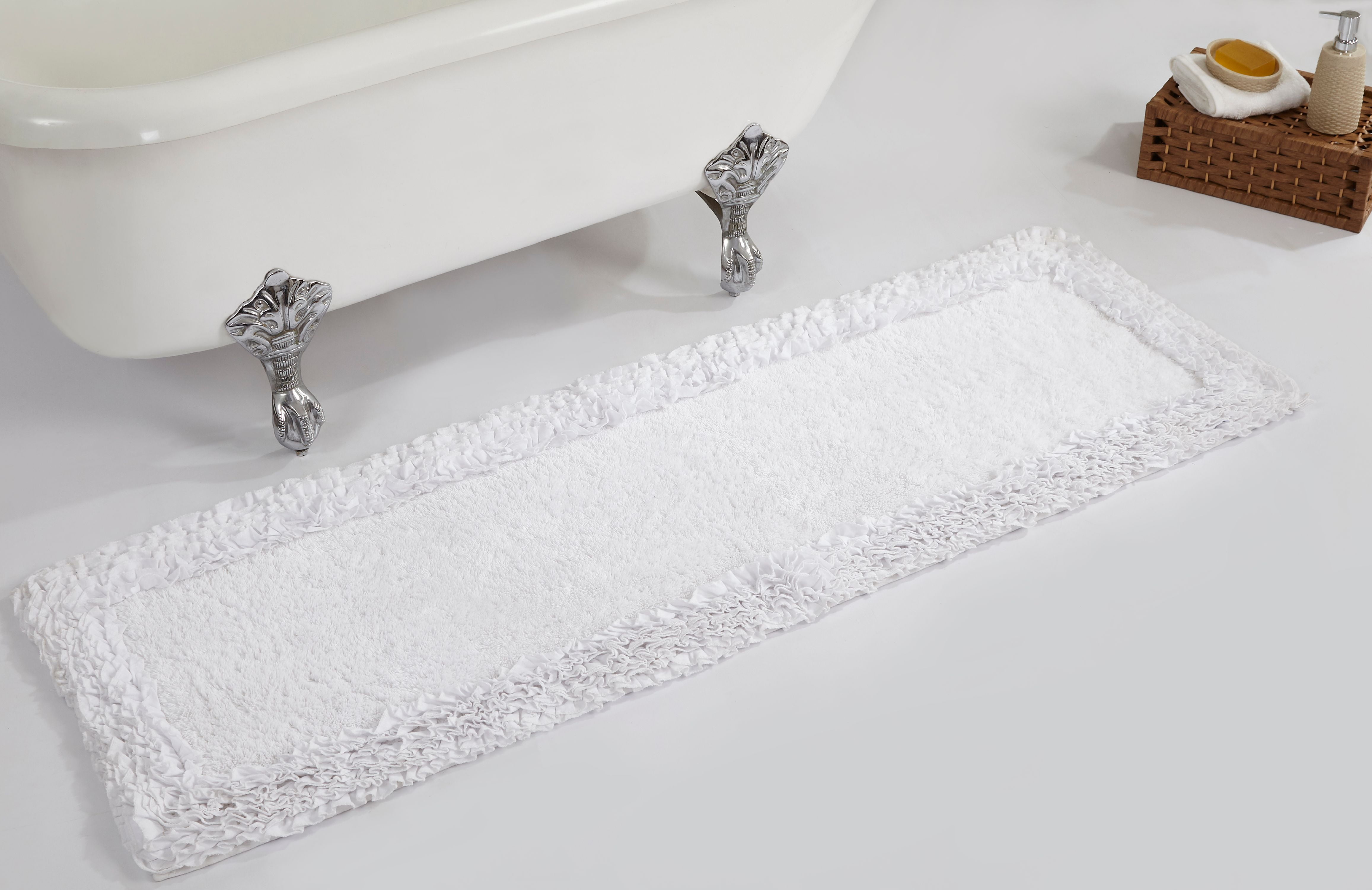 Better Trends Shaggy Border Bath Rug 20" X 60" White