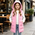 thumbnail image 4 of BLVB Boys Girls Long Hooded Puffer Vest Winter Warm Zip up Padded Coat Teen Kids Thick Jacket with Pockets(Pink,12-13 Years), 4 of 9