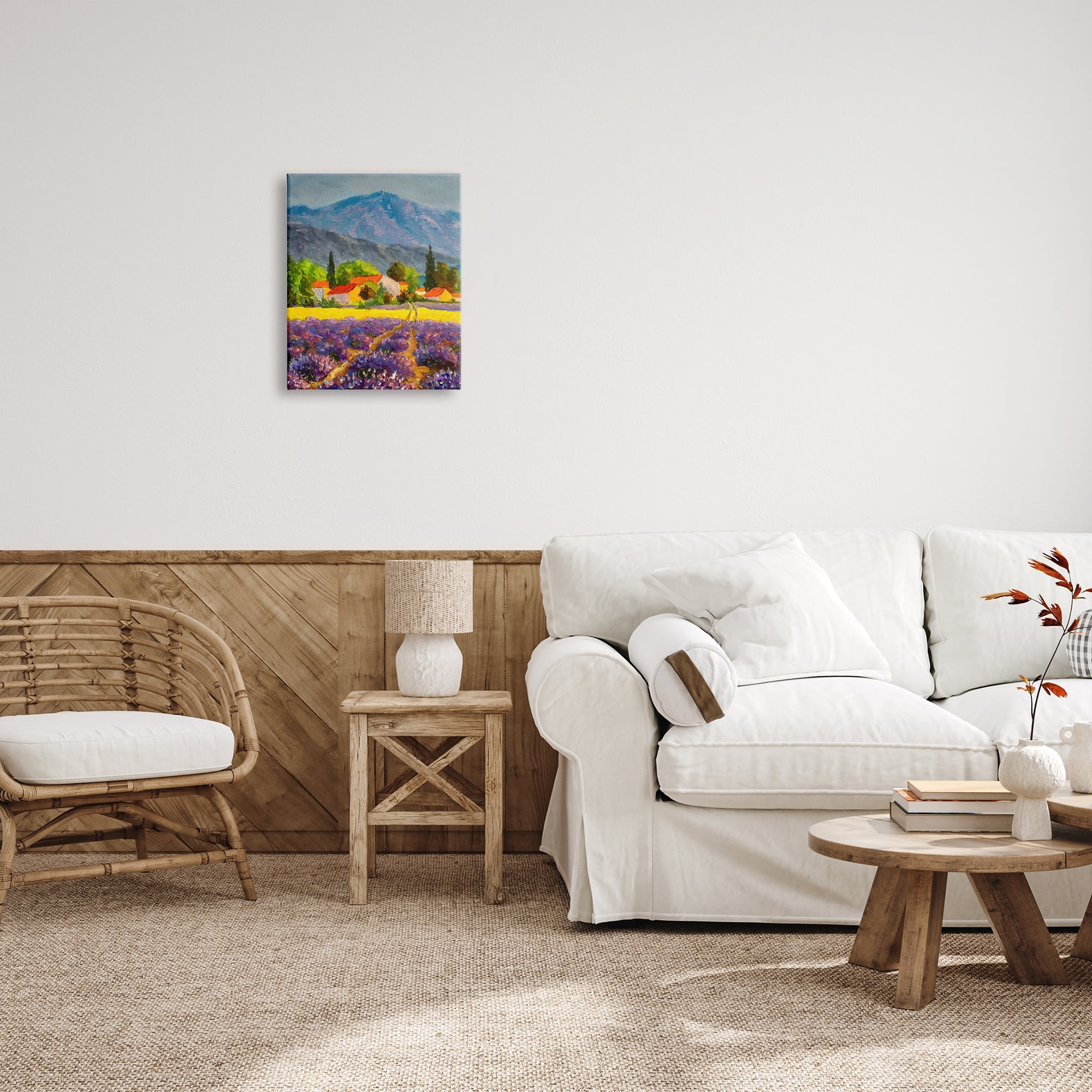 Stupell Industries Lavender Field Landscape Nature Painting Gallery Wrapped Canvas Print Wall Art, 16 x 20