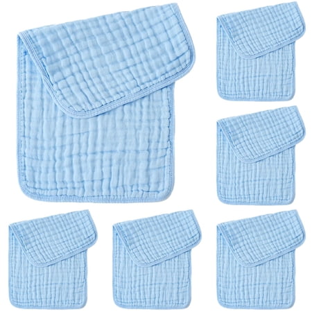Gelikeya Muslin Burp Cloths 6 Pack for Baby Girls and Boys 100% Cotton Large 20 x10 Extra Soft and Absorbent Multicolor Plain 6 Layer Large Towel