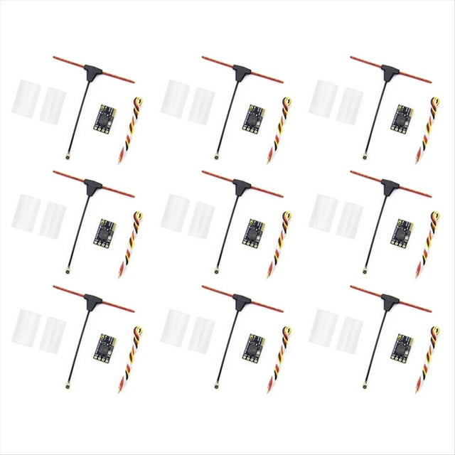 Receptor ELRS de 9 Piezas, Receptor NANO ExpressLRS de 2,4 GHz CRSF con Antena Tipo T para Piezas de Drones de Desplazamiento RC FPV