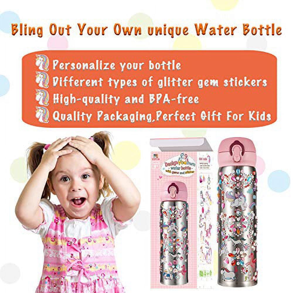 7July Decorate Your Own Water Bottle Kits for Girls Age 4-6-8-10,Unicorn Gem Diamond Painting Crafts,Fun Arts and Crafts Gifts Toys for Girls