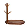 thumbnail image 2 of Soporte de madera para tazas Sunnimix Con 4 ganchos Marrón oscuro Taza de árbol, 2 of 7