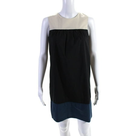 

Pre-owned|Michael Michael Kors Womens Color Block Poplin Shift Dress Black Navy Size 4