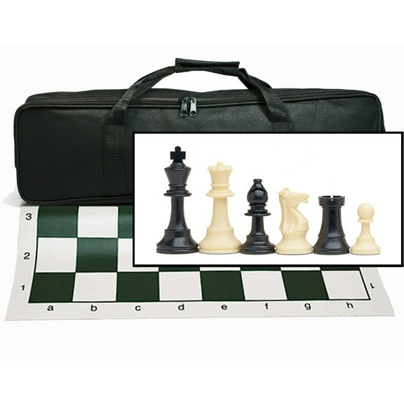 WE Games Tournament Chess Set with 20 inch Roll-Up Vinyl Chess Board with Carry Bag