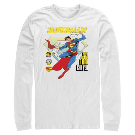 Mens Superman A Man Can Fly Long Sleeve Shirt