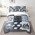 thumbnail image 2 of jejeloiu Happy Camping 7pcs Bedding Comforter Set,Wild Bear Deer Queen Bedding Sets,Blue Black Queen Sheet Sets For Boys Kids,Super Cozy Room Decor Reversible, 2 of 8