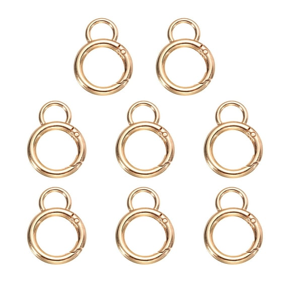 UXcell 8pcs Spring O Ring Clip, Metal Spring Clasp Key Ring, Gourd-Shaped Keychain Snap Buckle Accessories for DIY Crafts, Gold, Medium