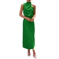 thumbnail image 1 of Vestido PRETTYGARDEN 2025 de satén sin mangas con cuello simulado verde grande, 1 of 8