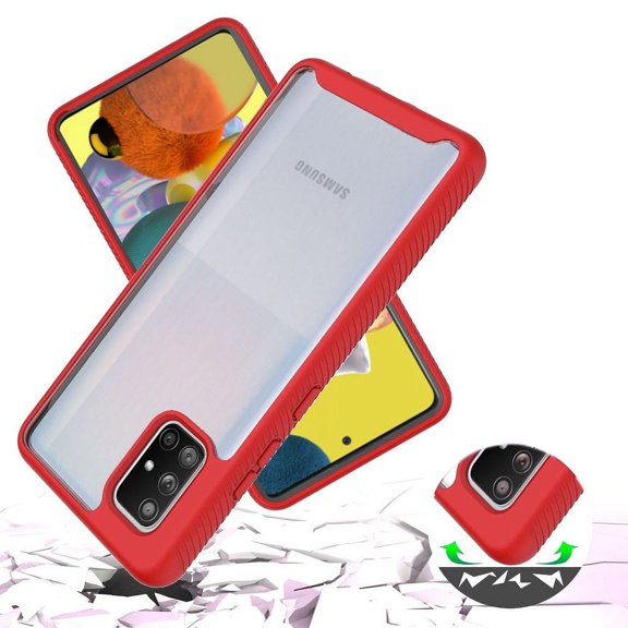 Samsung Galaxy S21 Ultra (6.8") Case Transparent Clear Dual Layer Rugged Bumper Frame Hybrid Shockproof Rubber TPU ,Xpm Phone Cover for Galaxy S21 Ultra - Red