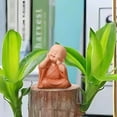 thumbnail image 6 of Yaoyar Cute Monk Statue Miniature Buddha Figurine Wise Figure Baby Little Monk Sculpture Collectibles Crafts Arts Zen Ornaments Wall Shelf Desktop Garden Home Office Car Decoration Gift, 6 of 7