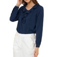 thumbnail image 5 of Allegra K Women's Ruffle V Neck Office Button Front Vintage Blouse, 5 of 7
