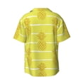 thumbnail image 2 of KLL Gold Pineapple Print Men's Shirt Short Sleeve Button Down Summer Cuba Beach Shirts- Medium, 2 of 7
