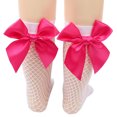 thumbnail image 2 of Faithtur Femmes Filles Chaussettes Résille, Bas de Mode Bas de Bas de Mode en Maille de Genou avec Noeud en Satin, 2 of 6