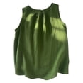 thumbnail image 5 of Tweang Linen Tank Tops for Women Basic Undershirts Flowy Shirts Sleeveless Crew Neck Loose Shirt Tanks Shirts T-shirt Blouses Vest Sweater Vest Cami Floral Shirts Tank Tops Shirts Green L, 5 of 6