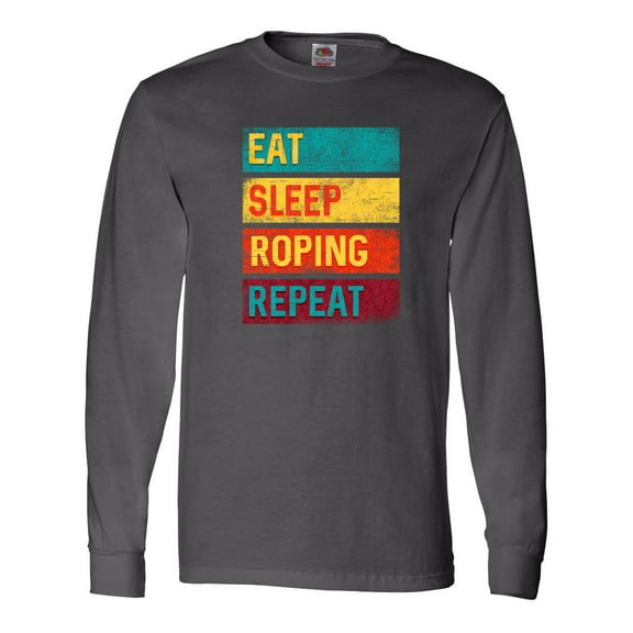 Inktastic Calf Roping Rodeo Eat Sleep Roping Repeat Long Sleeve T-Shirt