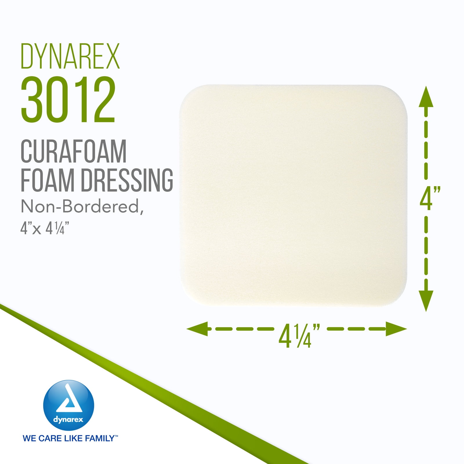 Dynarex CuraFoam Foam Dressings, Non-Bordered, Sterile, Provides Cushioned and Moist Wound Care, Used for Medium to Heavy Exuding Wounds, 4" x 4.25", 1 Case of 120 CuraFoam Dressings (12 Boxes of 10)