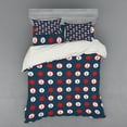 thumbnail image 2 of Anchor Duvet Cover Set, Nautical Pattern with Steering Wheels Big Red Polka Dots Hearts Sea Love, Bedding Set with Shams and Fitted Sheet, 3 Sizes, by Ambesonne, 2 of 3