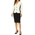thumbnail image 2 of MODA NOVA Juniors Collarless Long Sleeve Button Contrast Color Business Blazer, 2 of 5
