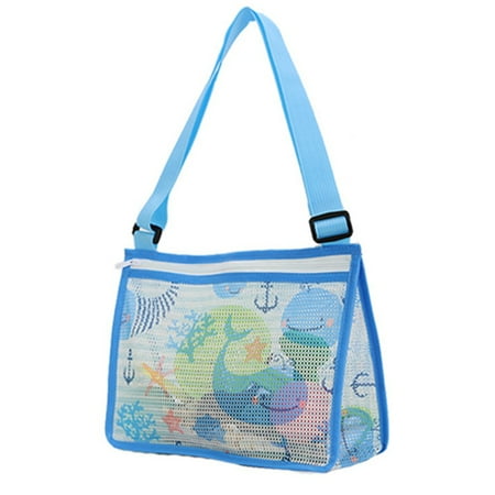YINYUE Beach Toy Mesh Bag Kids Shell Collecting Bag Totes with Zipper for Holding Shells Beach Sand Toy for Boys and Girls