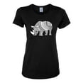 thumbnail image 2 of Black and White Mosaic Retro Mandala Rhino Animal Lover Womens Graphic T-Shirt, Black, Small, 2 of 4