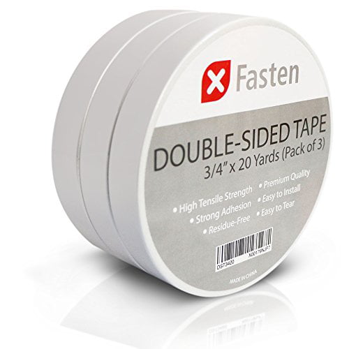 XFasten Double Sided Tape Removable Pack of 3 1-Inch by 20-Yard 