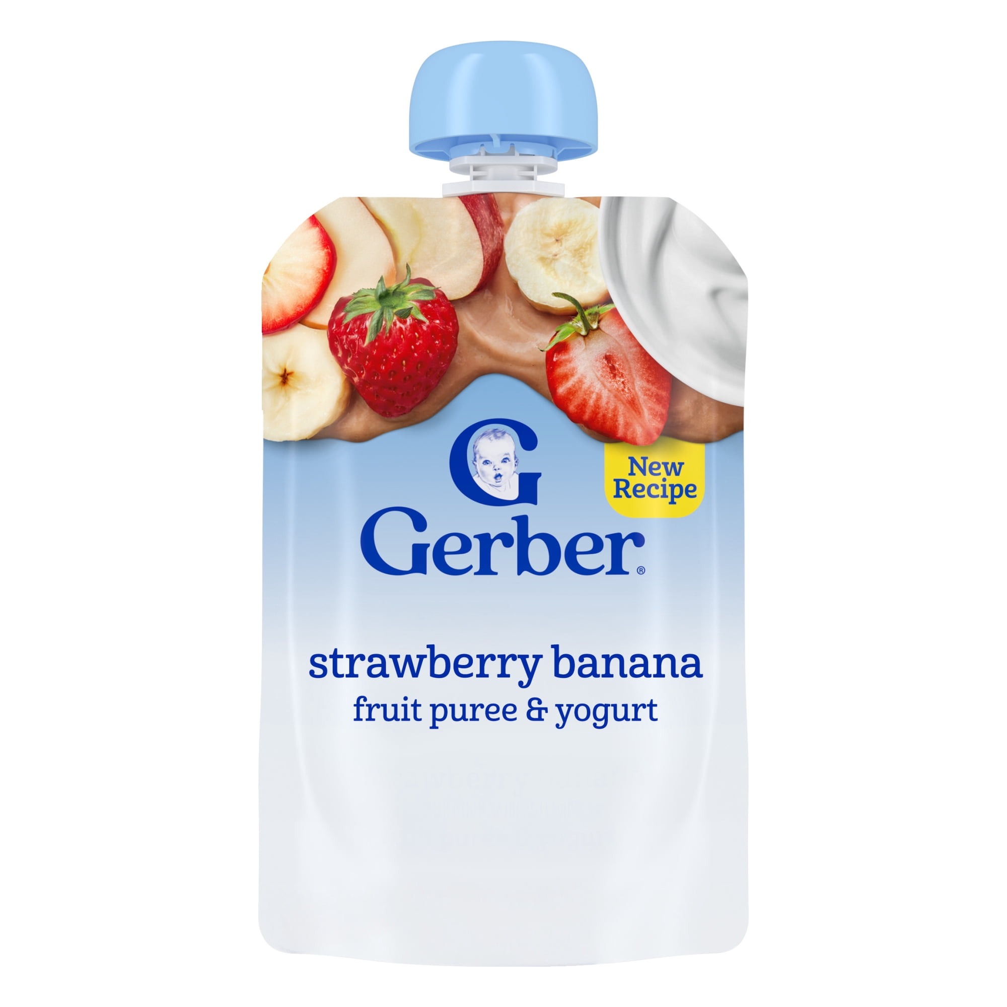 Gerber Toddler Food, Strawberry Banana, Fruit Puree and Yogurt Baby Pouches
