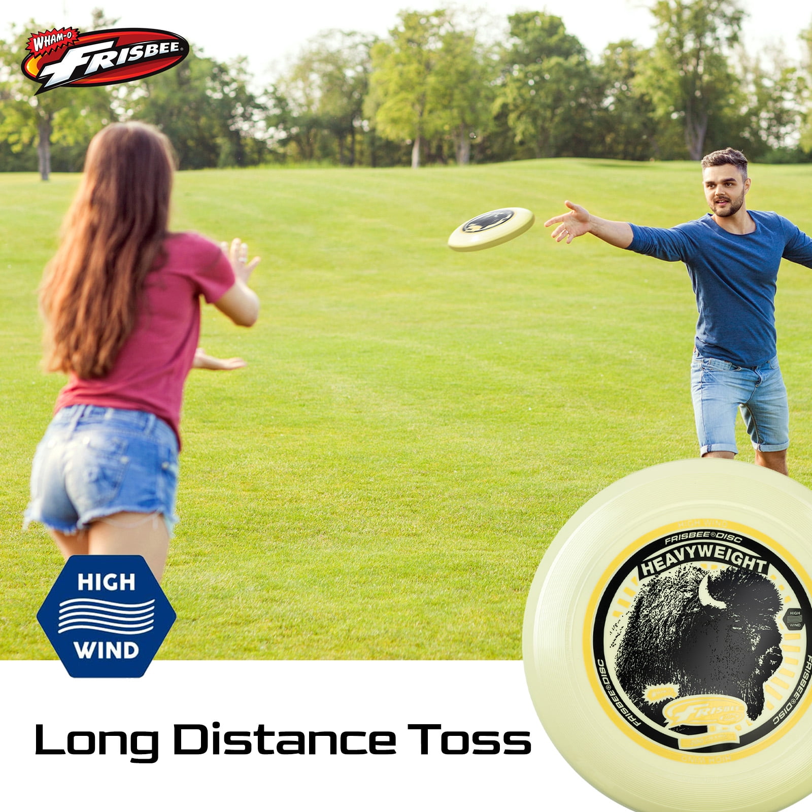 Wham-O Frisbee Heavyweight 200g, 11 Inch Long Distance and Durable Disc for Outdoor Activities, Stable Flying for Family Fun - 2 Pack