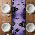 thumbnail image 6 of Dark Purple Halloween Table Runner - 108 Inch Long, Kitchen Dining Table Runner Dresser Scarves, Spooky Truck Pumpkins Crow Spi-der Farmhouse Decor for Coffee Tables Wedding Party Banquet, 6 of 8