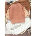 thumbnail image 4 of FOCUSNORM Baby Autumn Winter Knit Sweaters Long Sleeve Round Neck Contrast Color Knitwears, 4 of 9