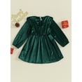 thumbnail image 4 of Wassery Toddler Girls Christmas Princess Dress Clothes 9M 12M 18M 24M 2T 3T 4T Kids Girls Long Sleeve Velvet A-line Dress Fall Christmas Themed Clothing for Baby Girls, 4 of 9
