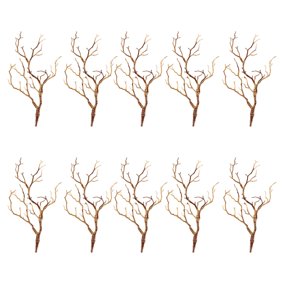 10 Pcs Faux Branches, 13 in / 33 cm Artificial Antler Shaped Tree Branch, Light Brown Decorative Twigs, PVC Home Decor Branches for DIY Crafts, Party Decorations