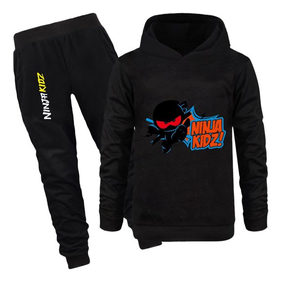 Ninja Kidz Boys Girls Hoodie Set – Kids Outfit with Sweatshirt and Pants – 2-Piece Cartoon Tracksuit for School, Sports, and Casual Wear