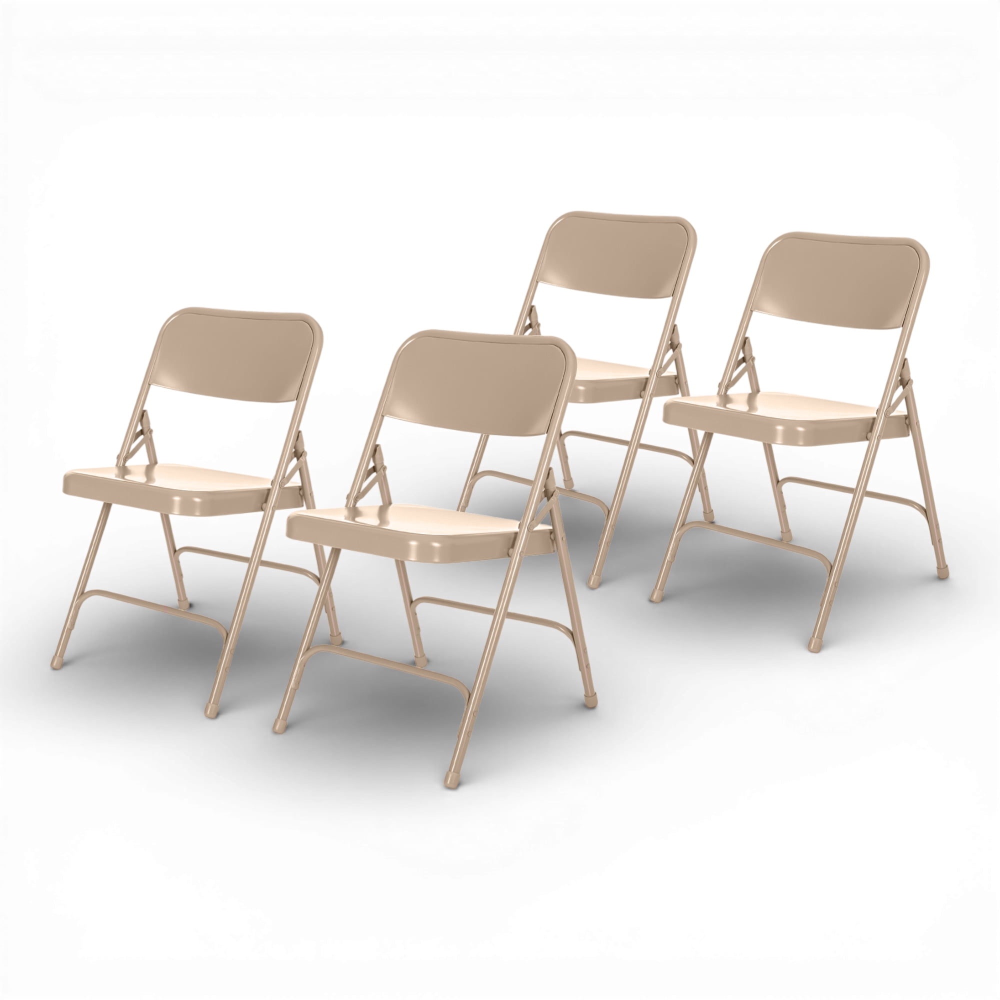 Hampden Furnishings Bernadine Collection Steel Double Hinge Folding Chair, Beige, 4 Pack