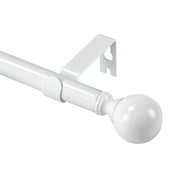 Urbanest Ball Curtain Rod Set With 8 Rings, 5/8", 28-48", Glossy White