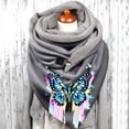 thumbnail image 2 of Women Colorful Butterfly Print Cotton Winter Warm Button Up Scarf, 2 of 3