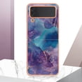 thumbnail image 5 of Designed for Samsung Galaxy Z Flip 4 Marble Case, Ultra Thin Girls Women Plating Marble Designed Flexible Soft TPU IMD Marble Protective Case Cover for Samsung Galaxy Z Flip 4 5G - Purple, 5 of 7