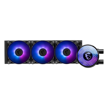 MSI MAG CORELIQUID A12 360 All-in-one CPU Liquid Cooler, 397 x 120 x 27mm Radiator, Triple 120mm ARGB Fans, Rotatable blockhead