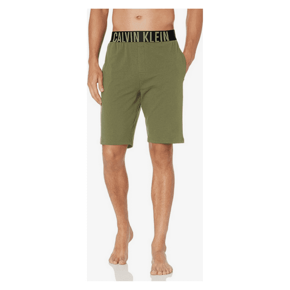 Calvin Klein Men Intense Power Cotton Blend Lounge Sleep Short, Olive Twist, XL