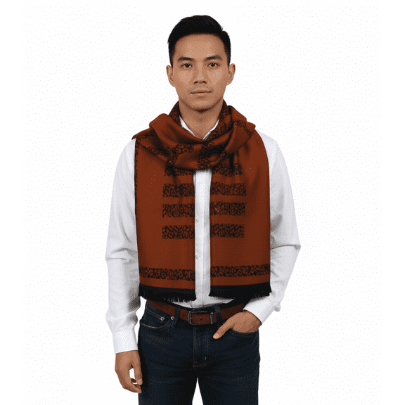 Roberto Cavalli ESZ058 01500 Orange Wool Blend Signature Mens Scarf for mens